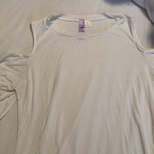 White cold shoulder long sleeve top